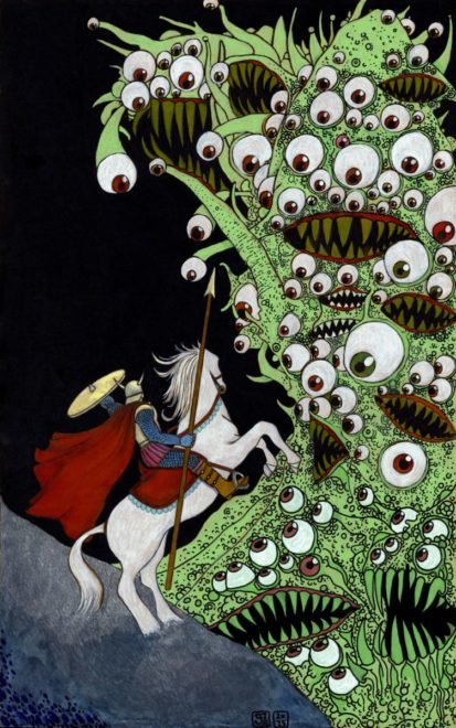 knight vs monster irish illustration art