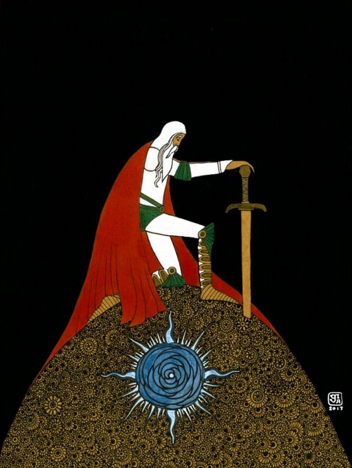 knight blue rose illustration ireland